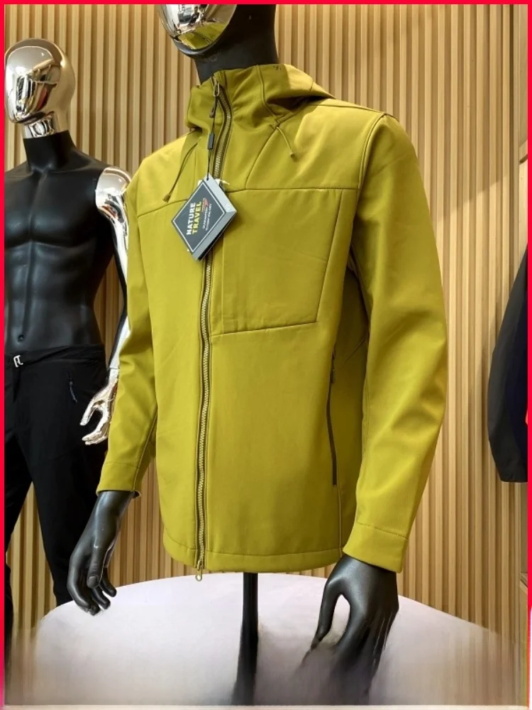 

Men's Outdoor Fce Lined 4D Tailored Soft ell Jaet Windproof Waterproof Casual Sle Polyester Fiber Long Sve Zipper...