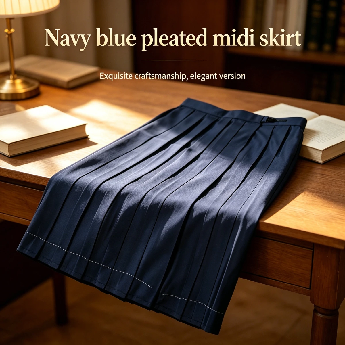 summer college style jk uniform skirt pleated skirt class uniform middle school student navy blue elastic waist skirt Q8