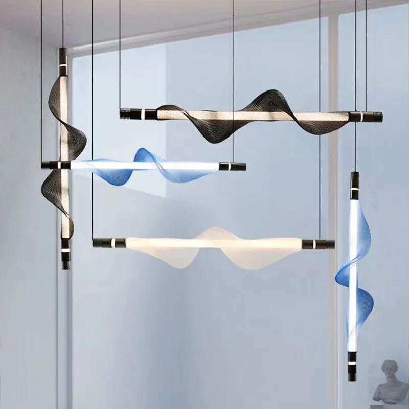 Nordic LED coloured acrylic spiral chandelier, suitable for living room and dining room decoration, ceiling, lustre