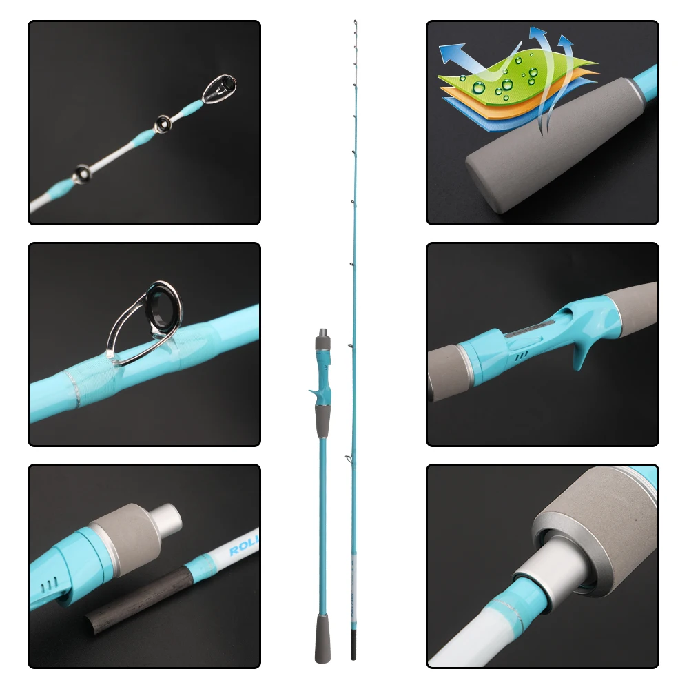 ROLLFISH التيتانيوم تلميح الأخطبوط الحبار الحبار ألياف الكربون الصب الصيد رود المياه المالحة قارب ضوء سريع القفز قضيب 5.74FT #5