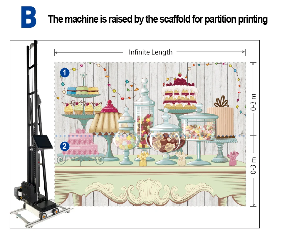 

TH-UP200P 12m Ground Rail Big Size Image Printing Machine 3D UV Vertical Wall Inkjet Printer