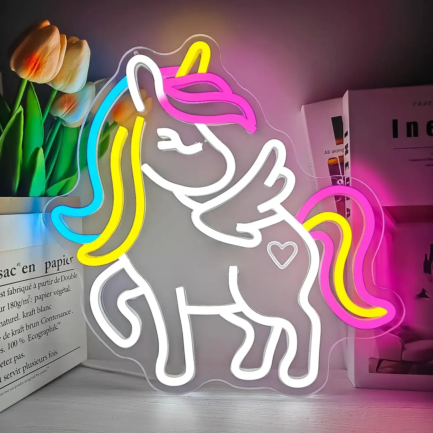

LED Unicorn Neon Sign Animal Neon Light Dimmable for Wall Decor Dimmable for Bedroom Party Kid Room Christmas Birthday Gift