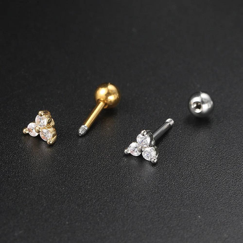 Pendientes de aro para Piercing de oreja para mujer, aretes de cartílago, hélice, Tragus, Conch, Daith, circonita, Color plateado, joyería pequeña