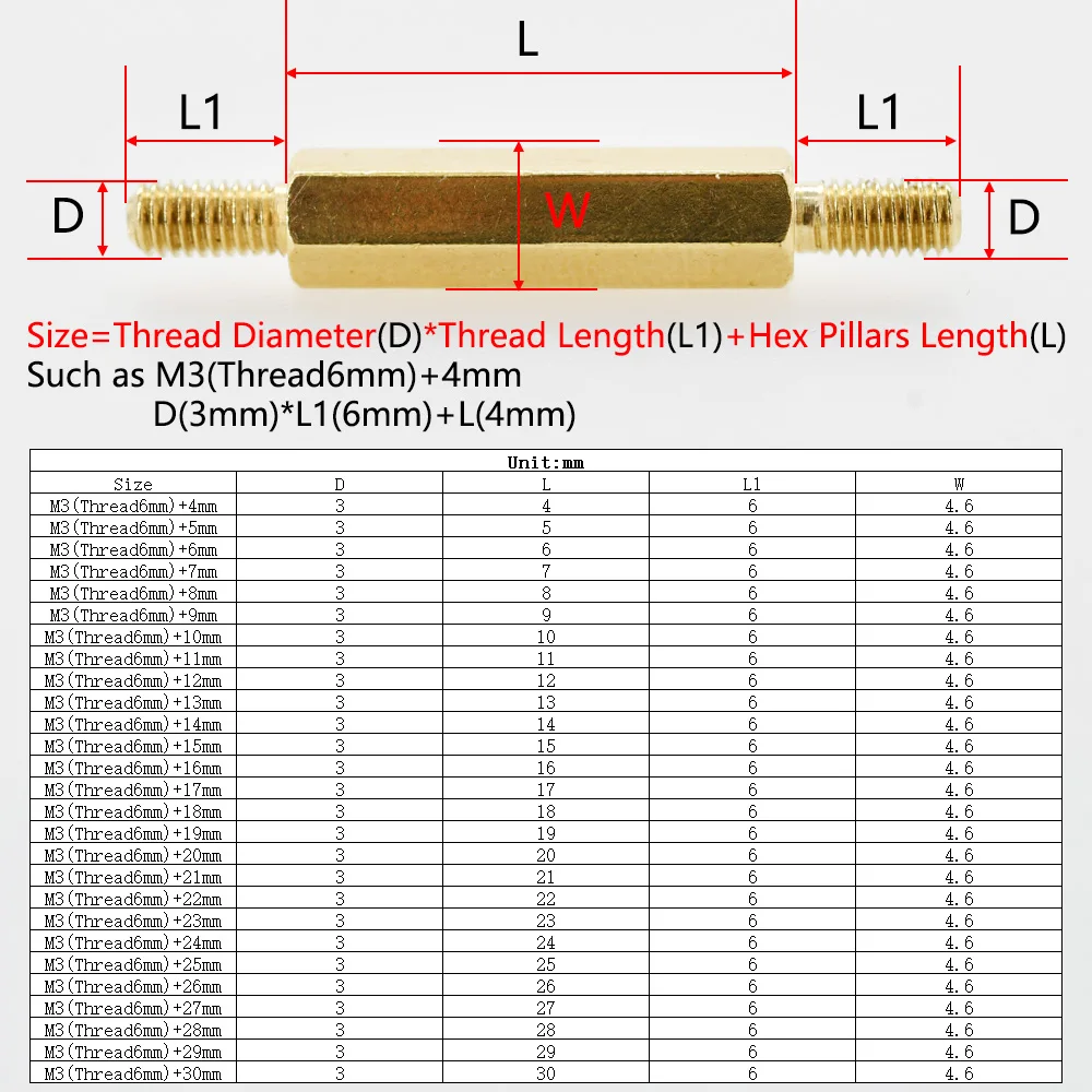 M3 Copper Threaded Motherboard Standoff Board Stud Bracket Hex Brass PCB Support Pillars screws Bolts Hexagon Spacers Standoffs