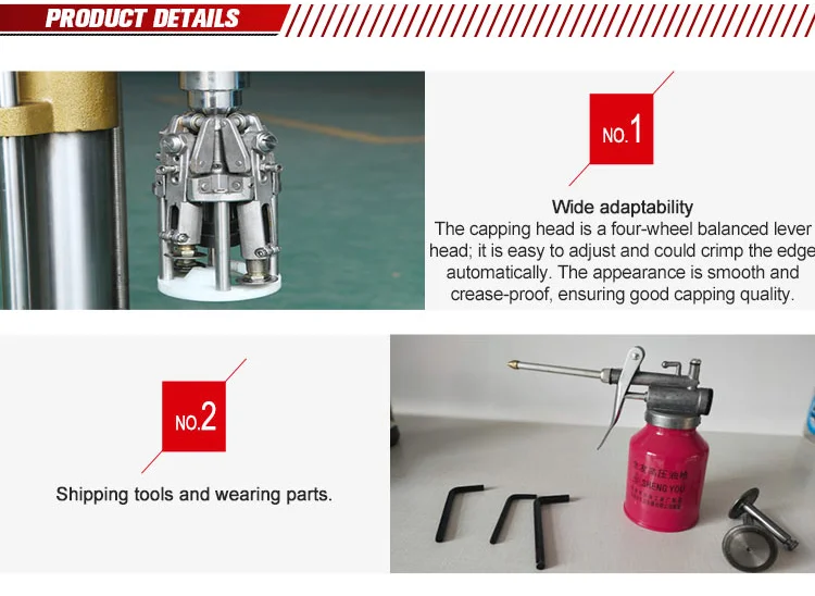 เครื่องซีลปิดฝาไฟฟ้าแบบตั้งโต๊ะกึ่งอัตโนมัติสําหรับอลูมิเนียมพลาสติกพร้อมขวดแก้วพลาสติกเหลว