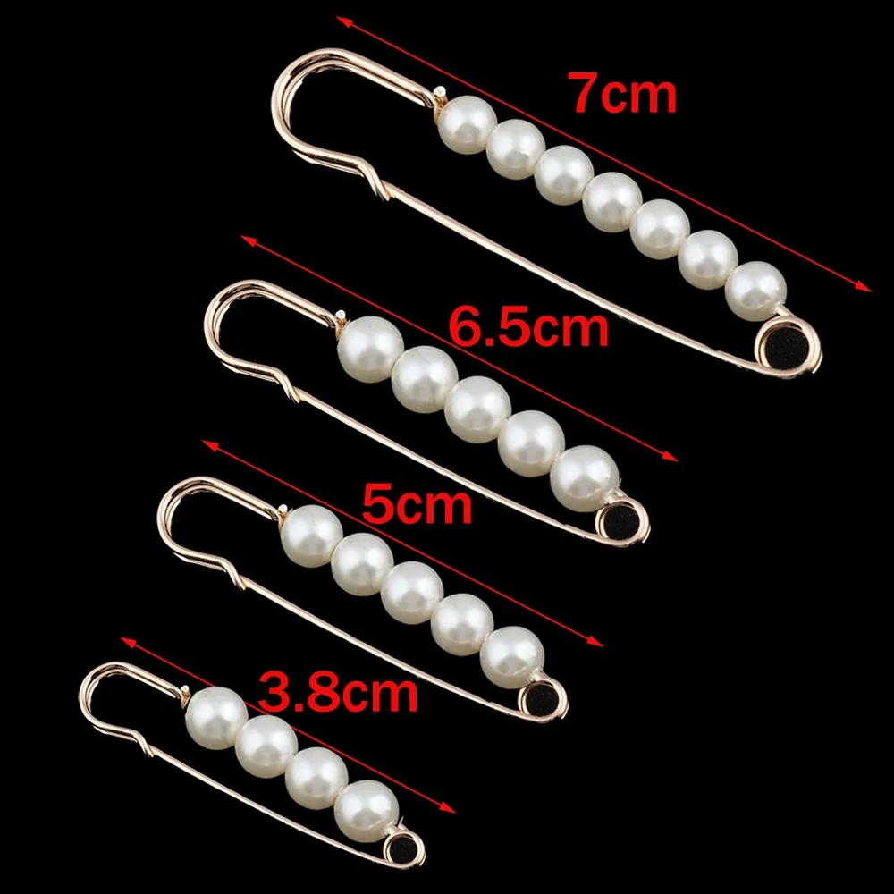 10pcs 3.8/5/6.5/7cm Large Faux Pearl Brooch Safety Pins Clips For DIY Women Clothing Dress Pants Skirt Accessories Waist Decor
