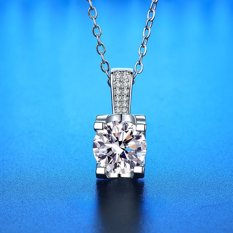 Neue Halskette aus 925er Sterlingsilber mit 2 Karat Anhänger für Damen, Hochzeitsschmuck, exquisite feine Accessoires, Mode, Party, Geburtstagsgeschenke