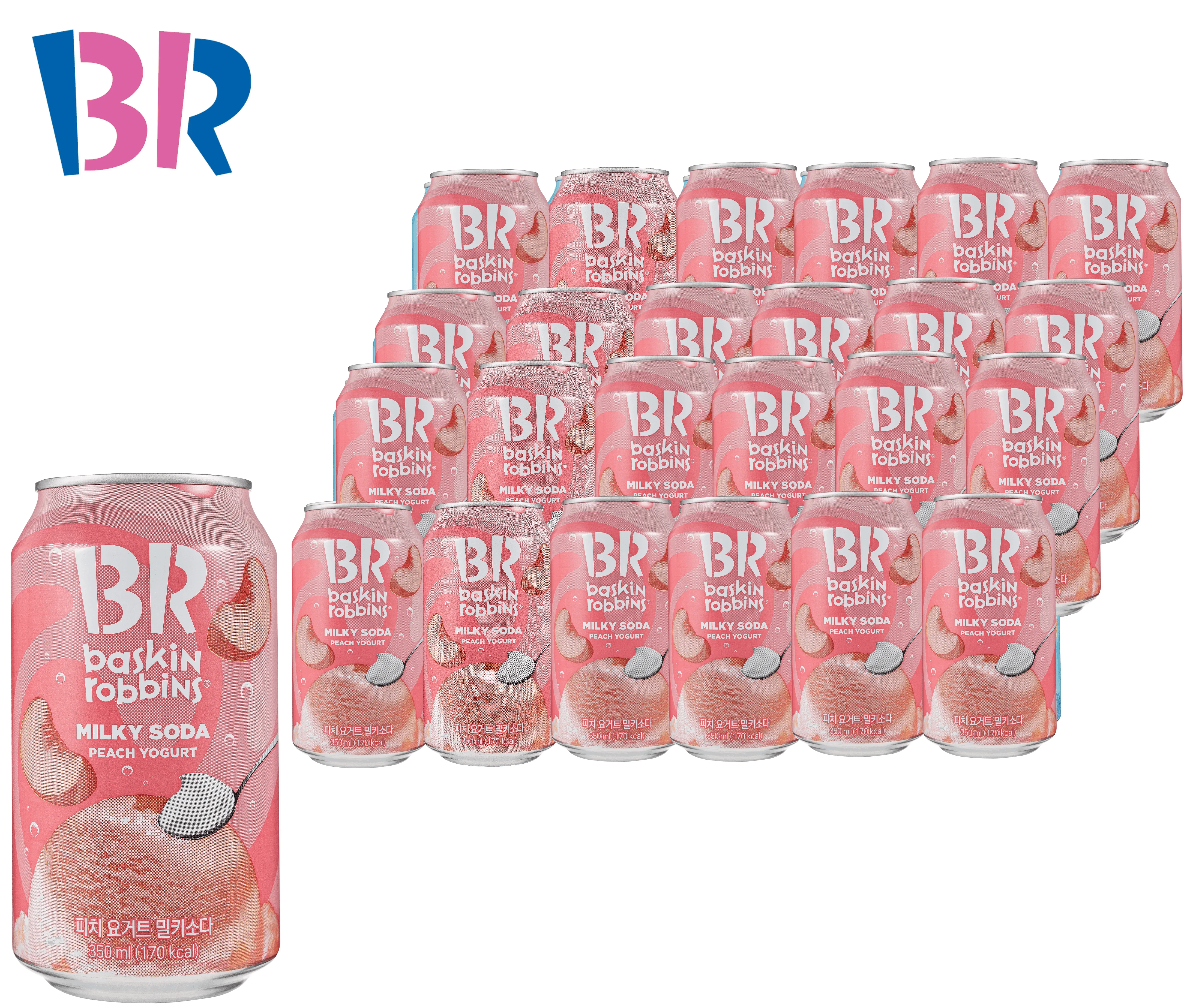 Bebida de ácido de soda lechosa Baskin Robins 350 ml (24 yogur de melocotón)