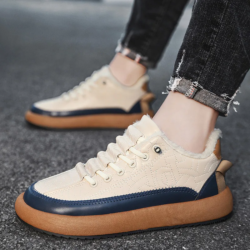 Luxury Designer lace-up Shoes Office Mens Casual Low Vintage Leather platform men’s Platform Sneakers plush Waterproof anti slip