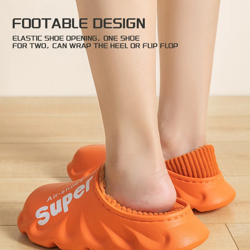 Winter Anti Slip Slip Katoenen Slippers Koreaanse Versie Retro Waterdicht Eva Indoor Warmteschoenen Invertable Binnenvoering