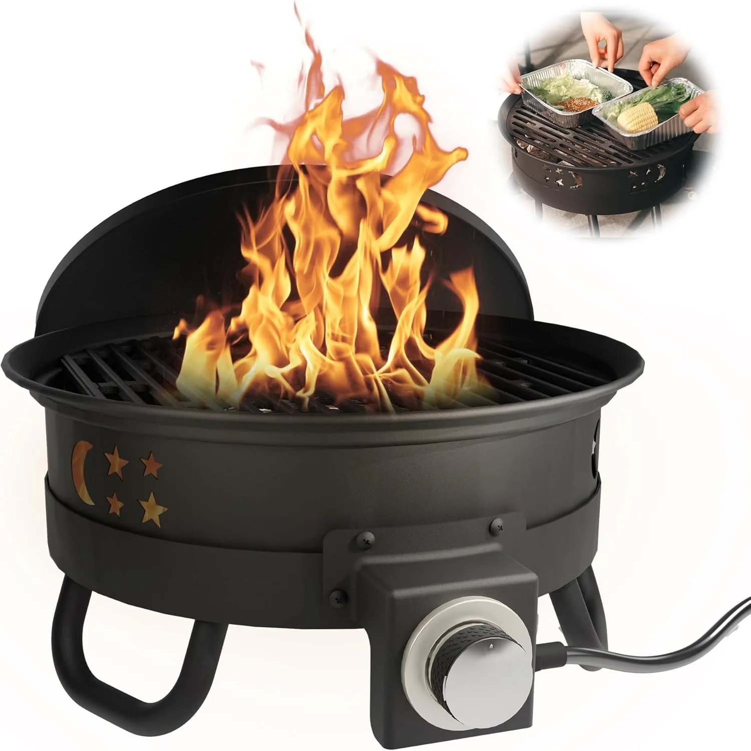 Portable Propane Gas Fire Pit, Firepits for Camping, Perfect for Travel, RV, 17-inch 58,000 BTU