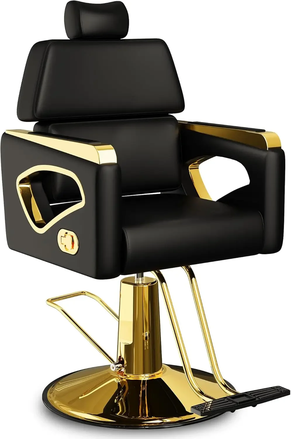 Chaise de salon inclinable professionnelle avec appui-tête amovible, chaise de barbier dorée robuste avec cadre en acier de qualité supérieure, confortable a