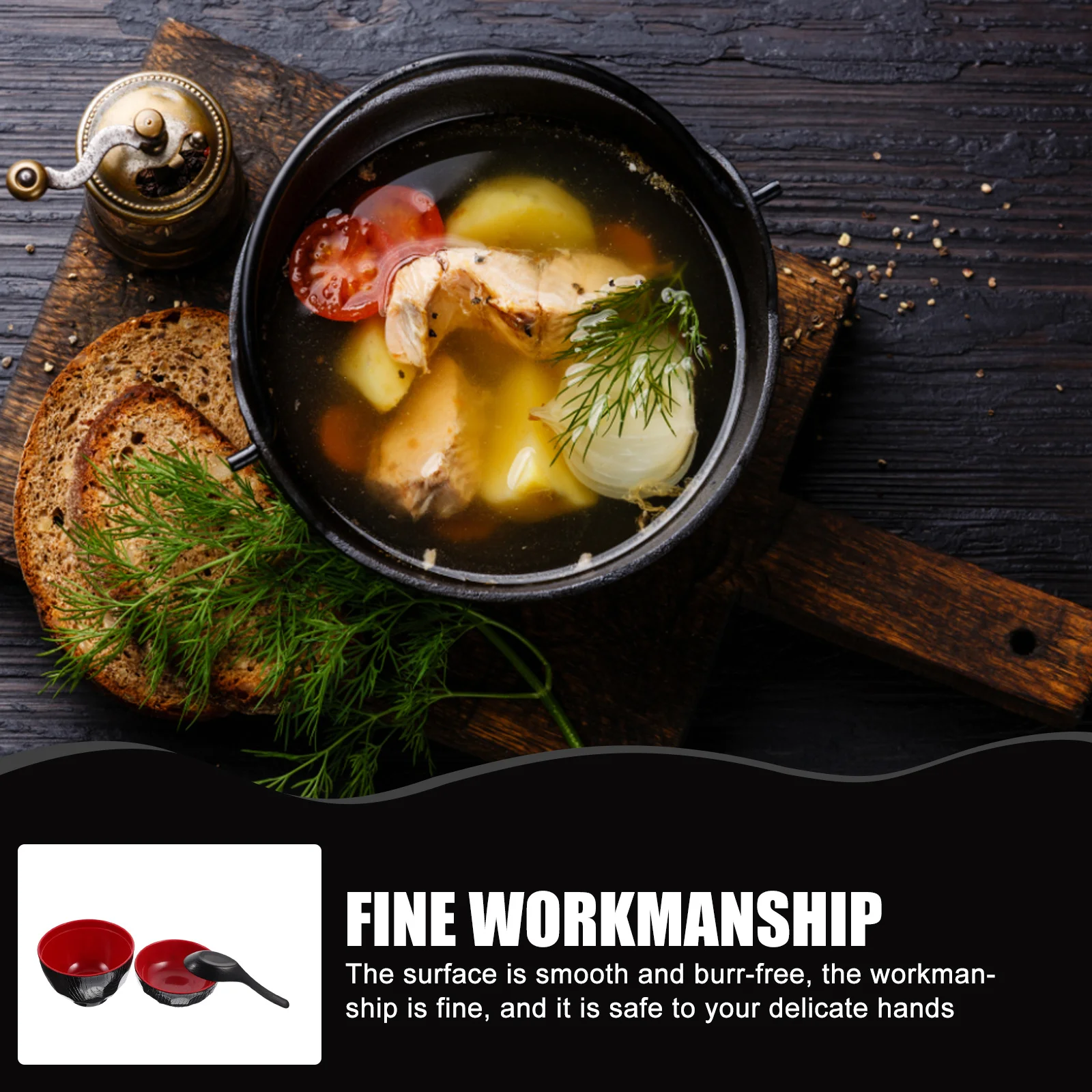 

1 set Miso Soup Bowl Japanese Style Smooth Surface Restaurant Melamine Covered Pho Rice Bowls Traditional Dining Kitchen Barware