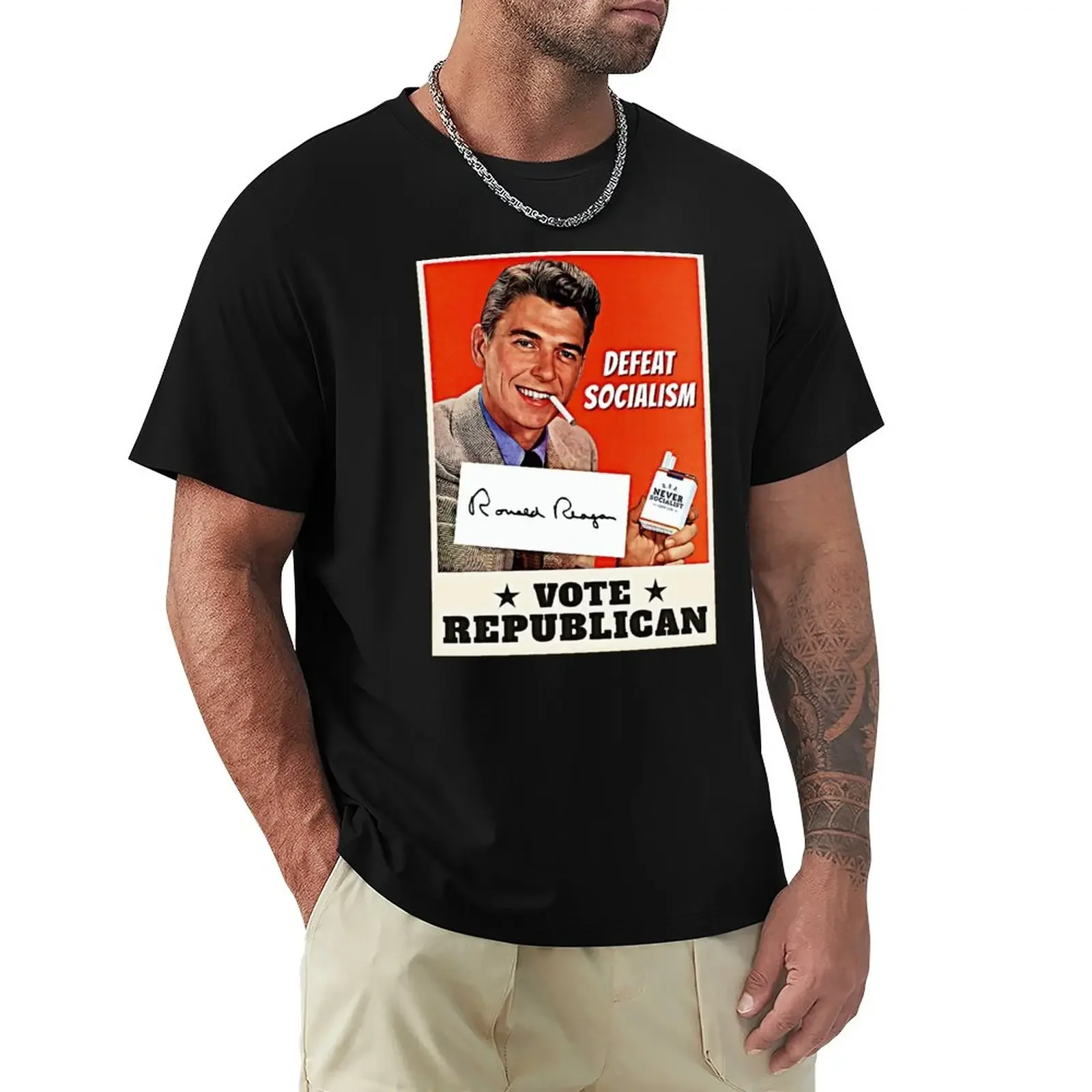 Ronald Reagan Defeat Socialism Vote Republican T-Shirt sports fans new edition mens workout shirts