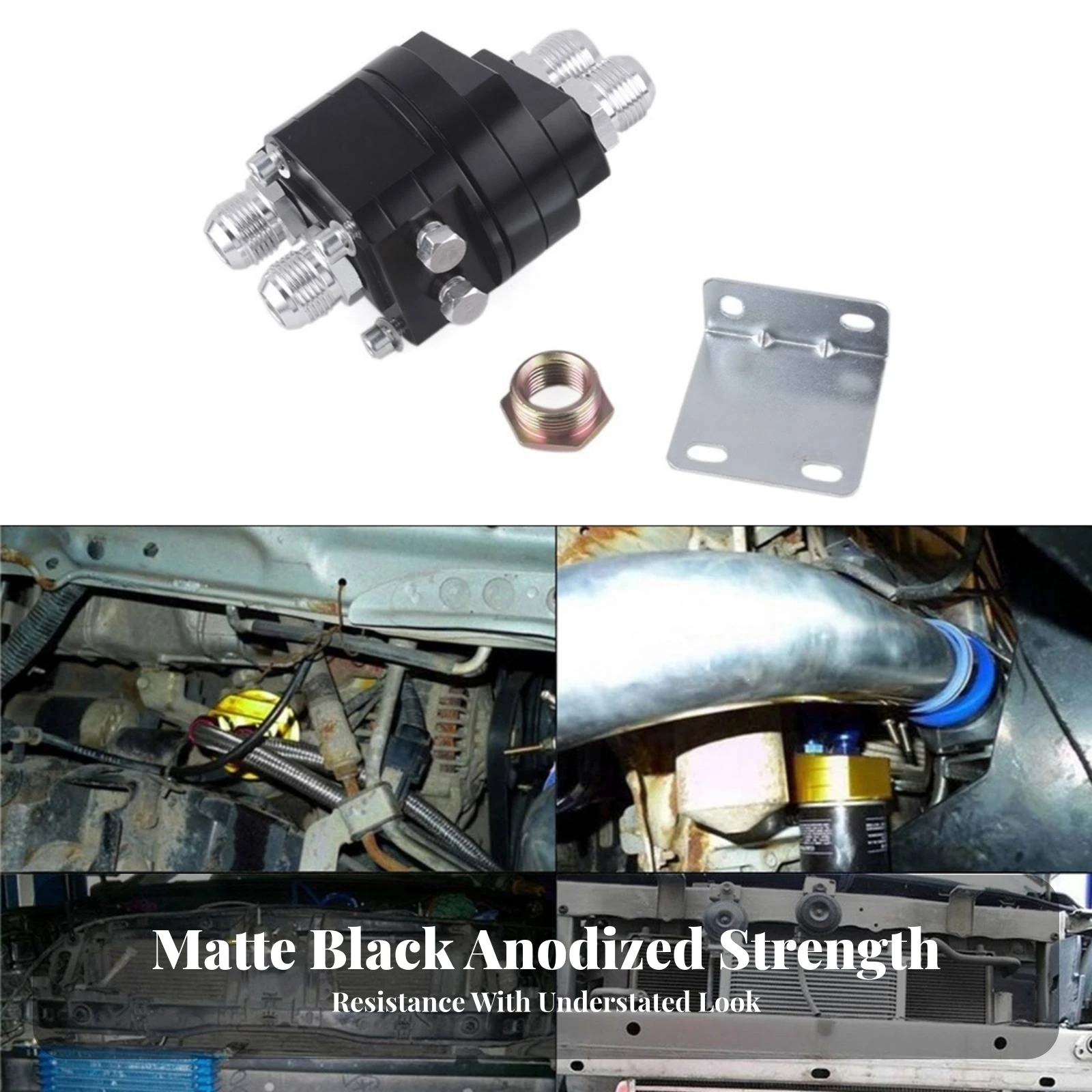 Oil Filter Sandwich Adapter with Bracket Anodized Oil Filter Sandwich Plate with Threaded Ports Compact Compatible