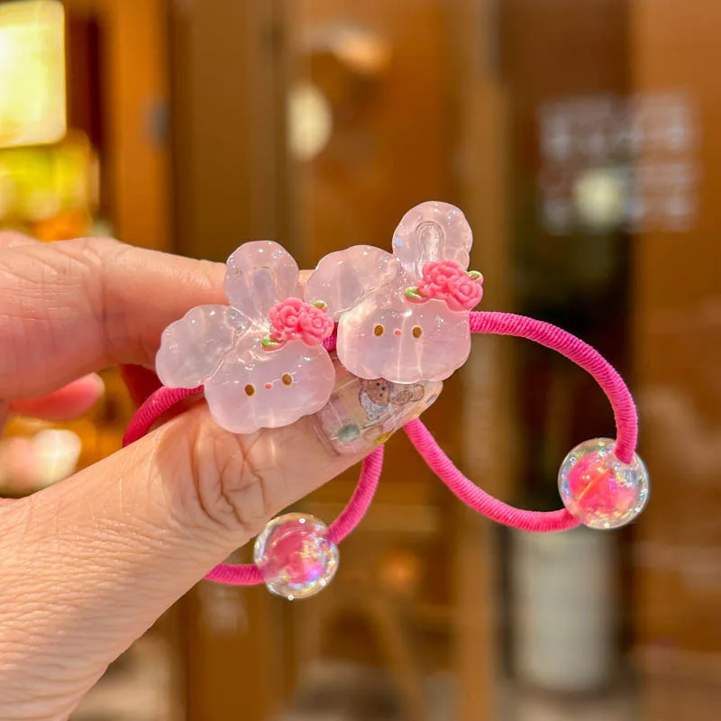 2PCS Transparent Cherry Bunny Elastic Hair Bands for Girls Children's Hair Accessories Baby Headwear Hair Ties image 5