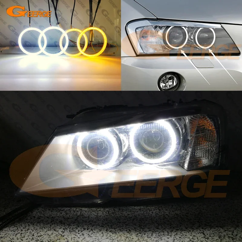 

Geerge For BMW X3 F25 2010 2011 2012 2013 2014 Ultra Bright A/W Switchback Day Light Turn Signal SMD LED Angel Eyes Halo Rings