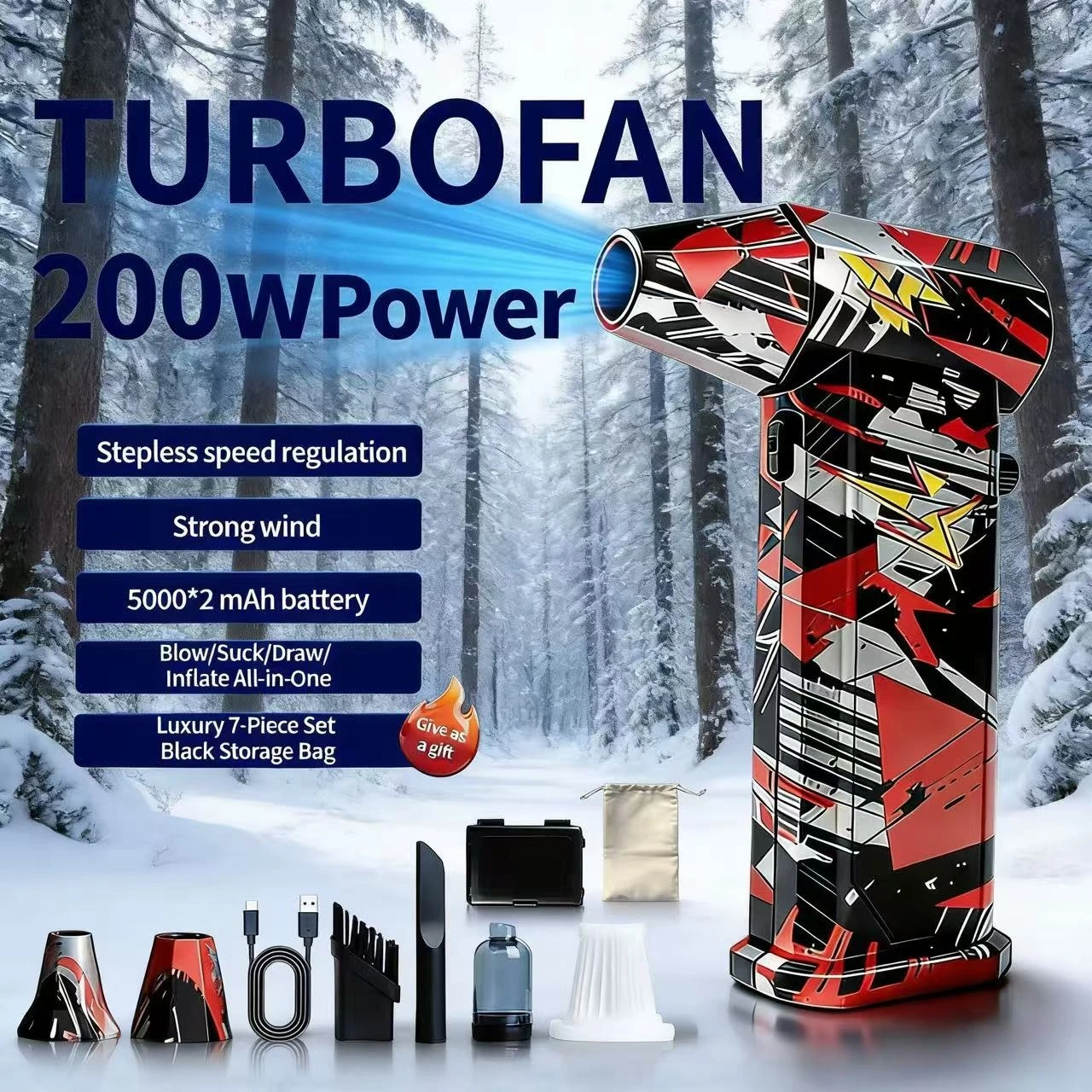 

550000RPM Turbo Jet Blower Vacuum X9 High Speed Air Blower Wireless Compressed Air Duster Portable Turbo Fan Jet Dust Blowing