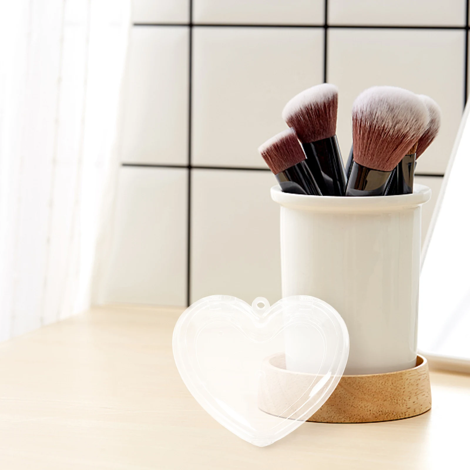 Étui Compact en poudre vide en forme de cœur, conteneur transparent pour surligneur de Blush, porte-maquillage, plateau de fard à paupières, poêle à fard à joues, Mini ample