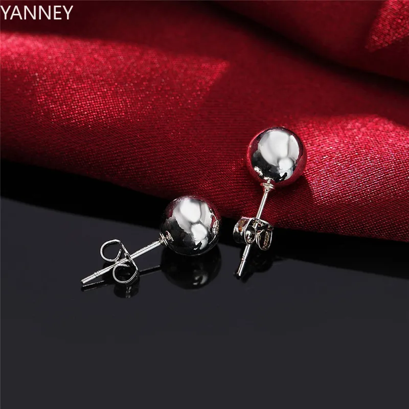 New 925 Sterling Silver Earrings Fashion Temperament Women Simple Beads Ear Studs Valentine's Day Gifts Street all-match Jewelry