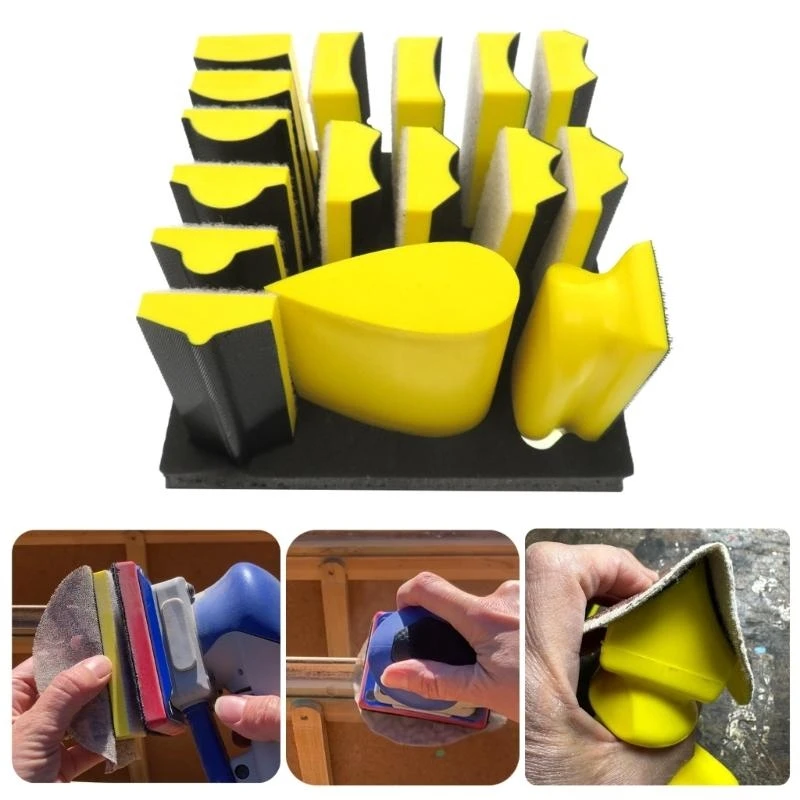 

Hand Sanding Block Set Handheld Sanding Pad Hook and Looping Interchangeable M4YD