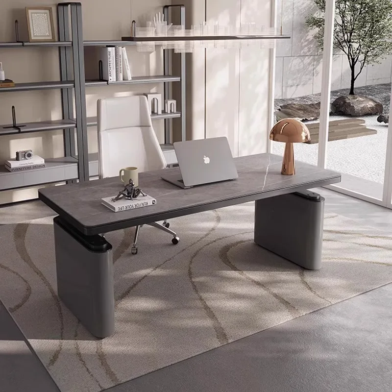 

Modern Light Luxury Electric Lifting Table Workbench Computer Table Standing Desk Household High-end Rock Slab Desk