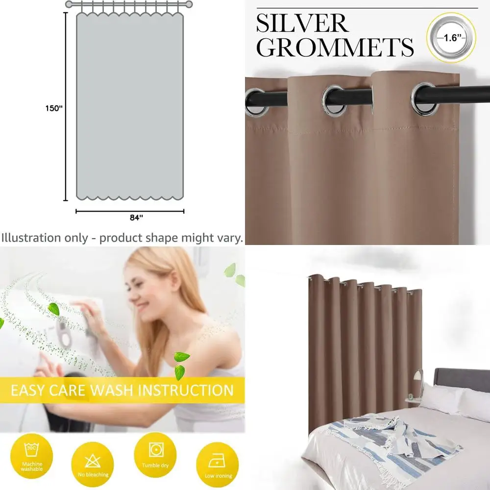 

Большая занавеска-перегородка для капучино, термоизолированная дверная панель для патио, 12,5 x 7 футов