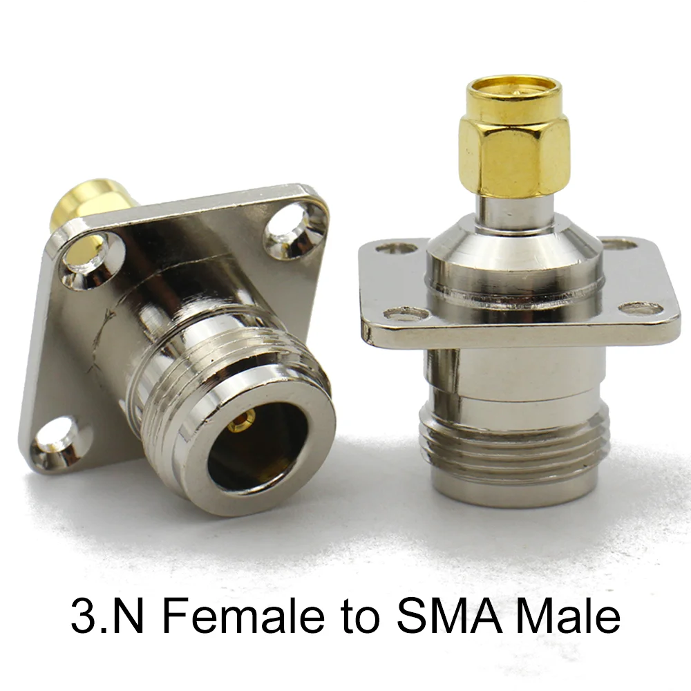 Connector N Type Male Female To SMA 4Holes Flange L16 N To SMA Male Female 4Hole Flange Chassis Panel Mount Socket New Brass