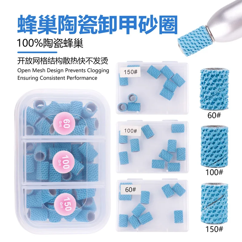 60grits 100grits 150grits Nail Drill Sanding Bands with Mandrel Bit for Acrylic Hard Gel Nail Removal