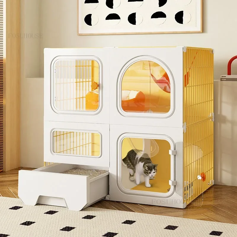 

Stylish Cat Cages Comfortable Cage Bold Encryption Villa Multi-layer Breathable Big House Litter Pet Cage