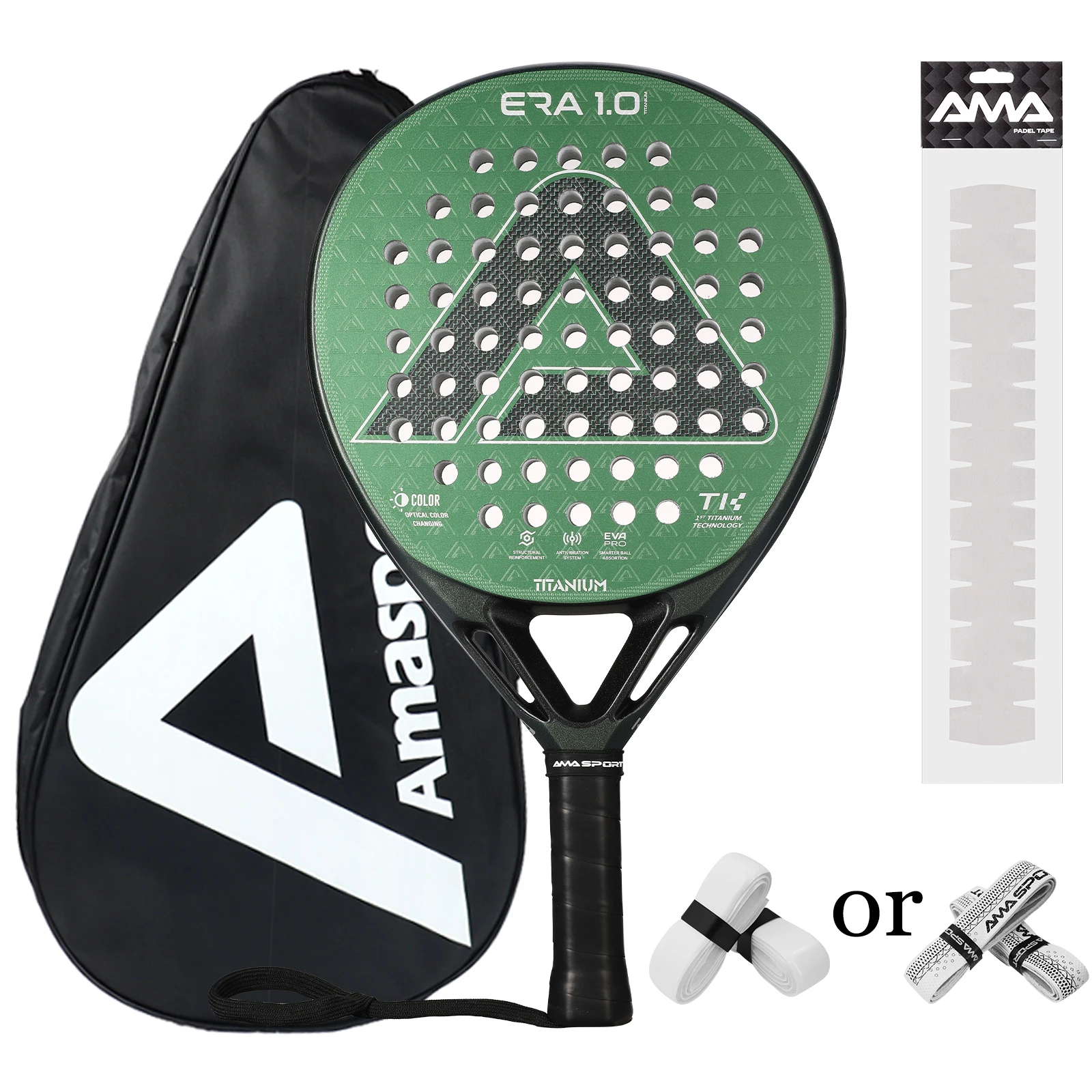 

AMASPORT Padel Racquet TITANIUM Surface And Advanced Anti-vibration System For More Comfortable & Controlled Feel