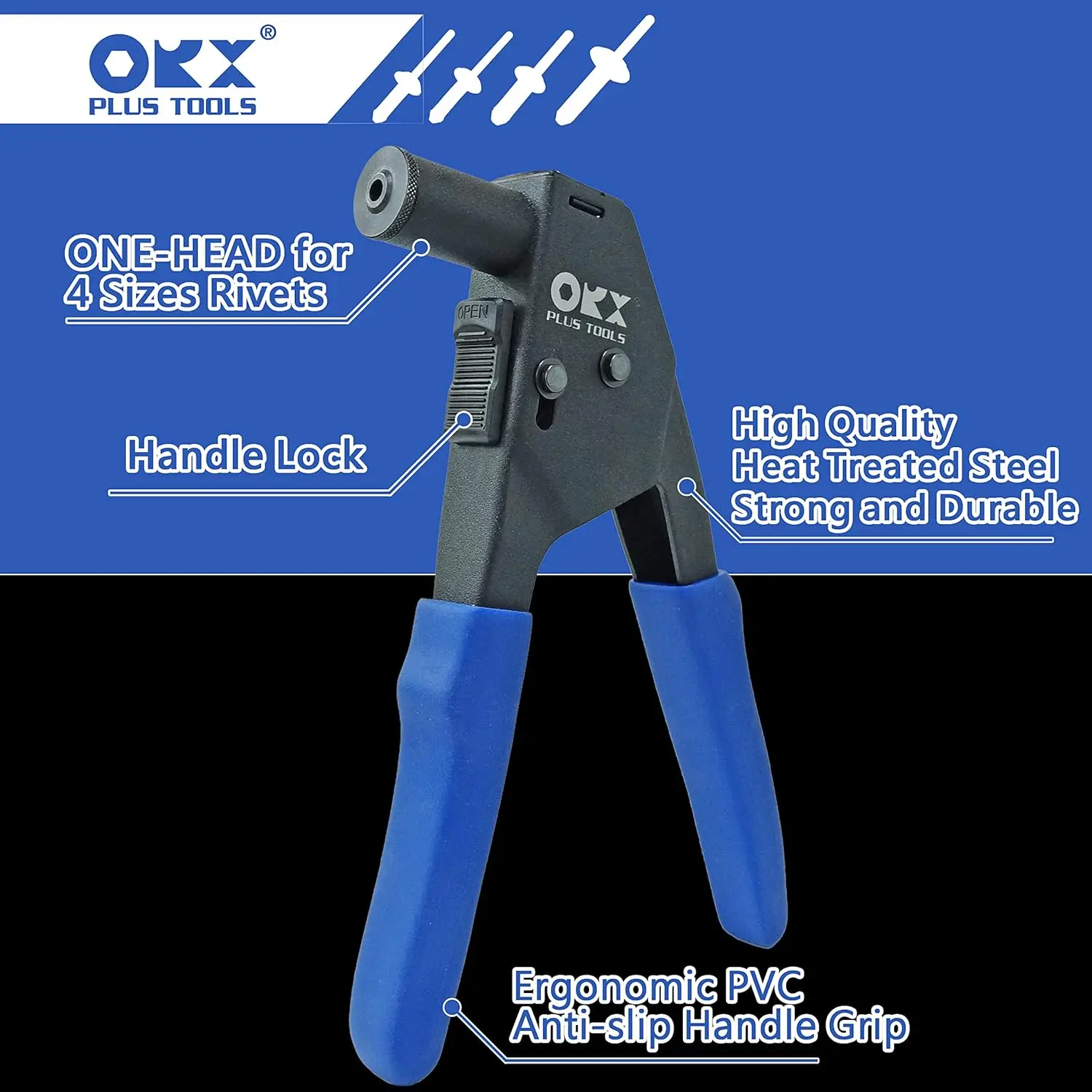 Tools 90∘Angle Plastic Rivet Hand Gun Kit One Hand Operation w/ 40 Sample Poly Rivets