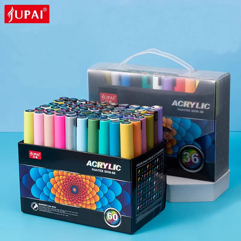 JUPAI Acrylic Markers Pen Set Plumones Colorful Advertising Painting School Stationery Ceramic Glass Graffiti Waterproof