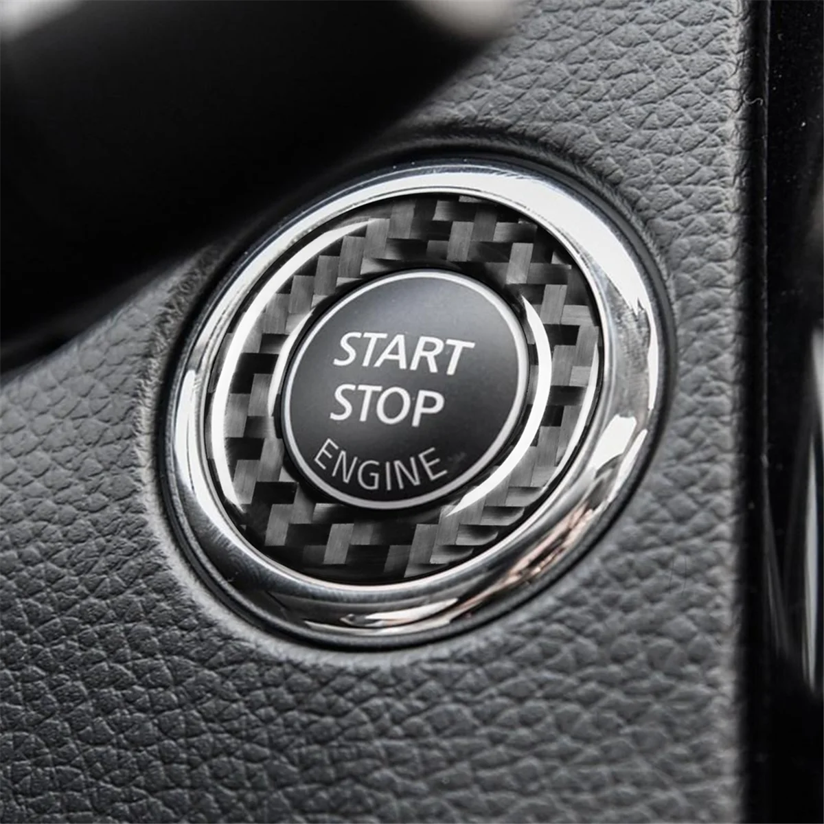 حلقة ثقب مفتاح سيارة من ألياف الكربون ، مفتاح زر التشغيل ، إكسسوارات داخلية للتشذيب ، نيسان إكس تريل ، روغ T32 ، صوفي