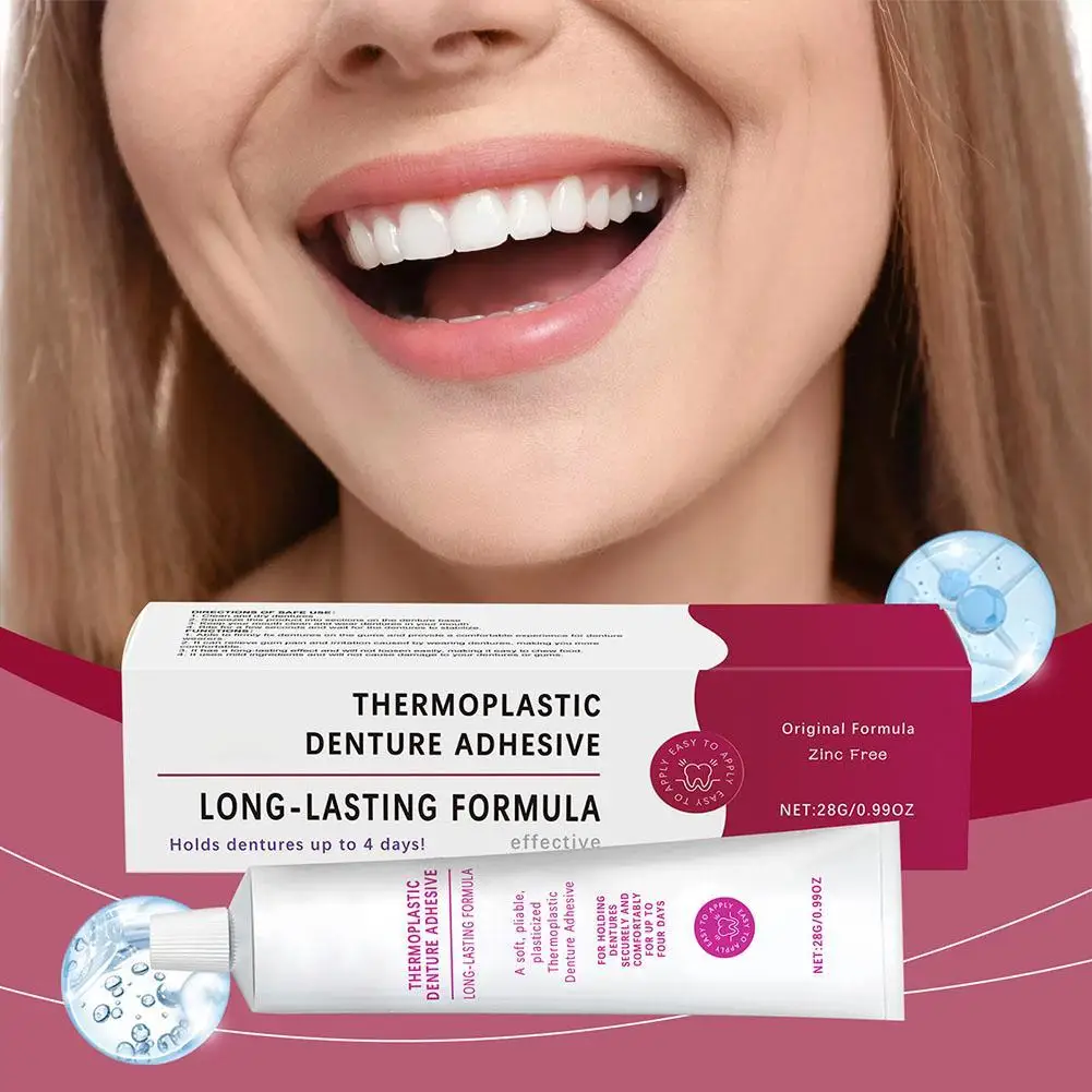 

28g Seamless Fit Thermoplastic Denture Adhesive Comfortable Portable Oral Health Care Long Lasting Reusable Denture Care