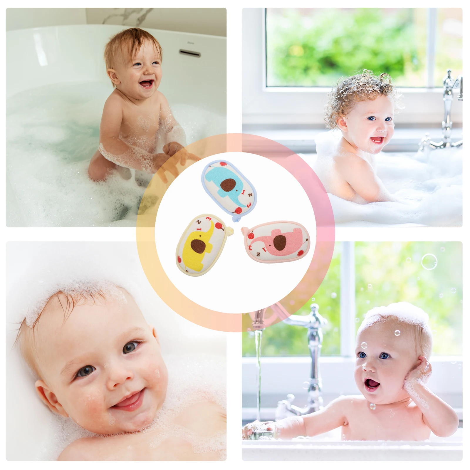 مجموعة إسفنجة استحمام للأطفال مكونة من 3 قطع، إسفنجة استحمام ممتازة للأطفال لتنظيف سلس، أداة استحمام وتقشير مستلزمات الأطفال #3