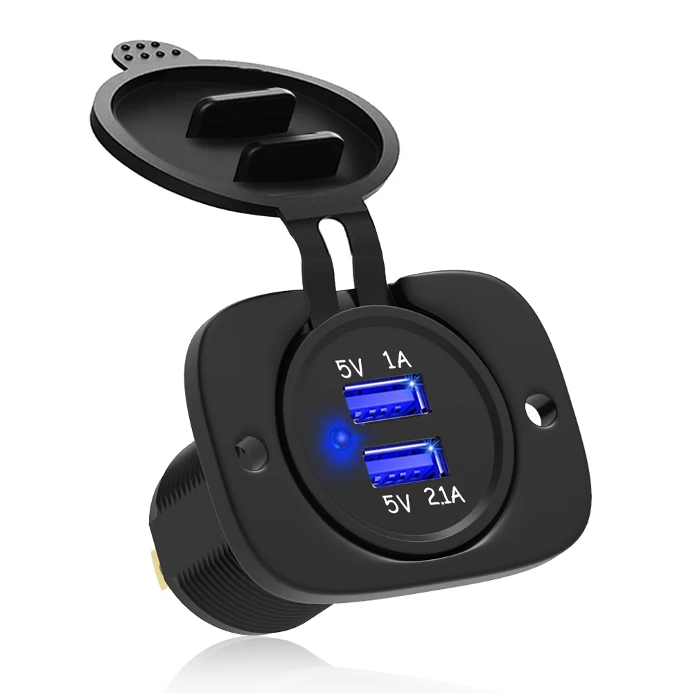 

12-24V 3.1A for Car Motocycle Truck Marine Waterproof Dual USB Socket Charger Universal USB Socket Plug Adapter Outlet Power