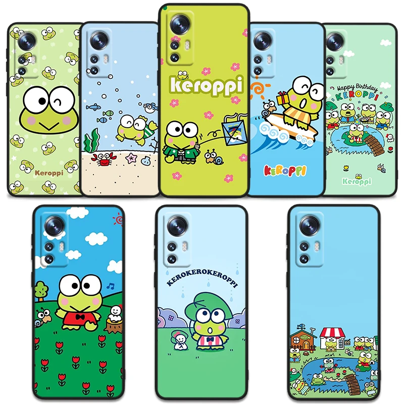 Keroppi Cute Cartoon For Xiaomi Mi 14 13 12T 12S 12X 12 11i 11X 11T Ultra Pro Shockproof Soft TPU Black Phone Case