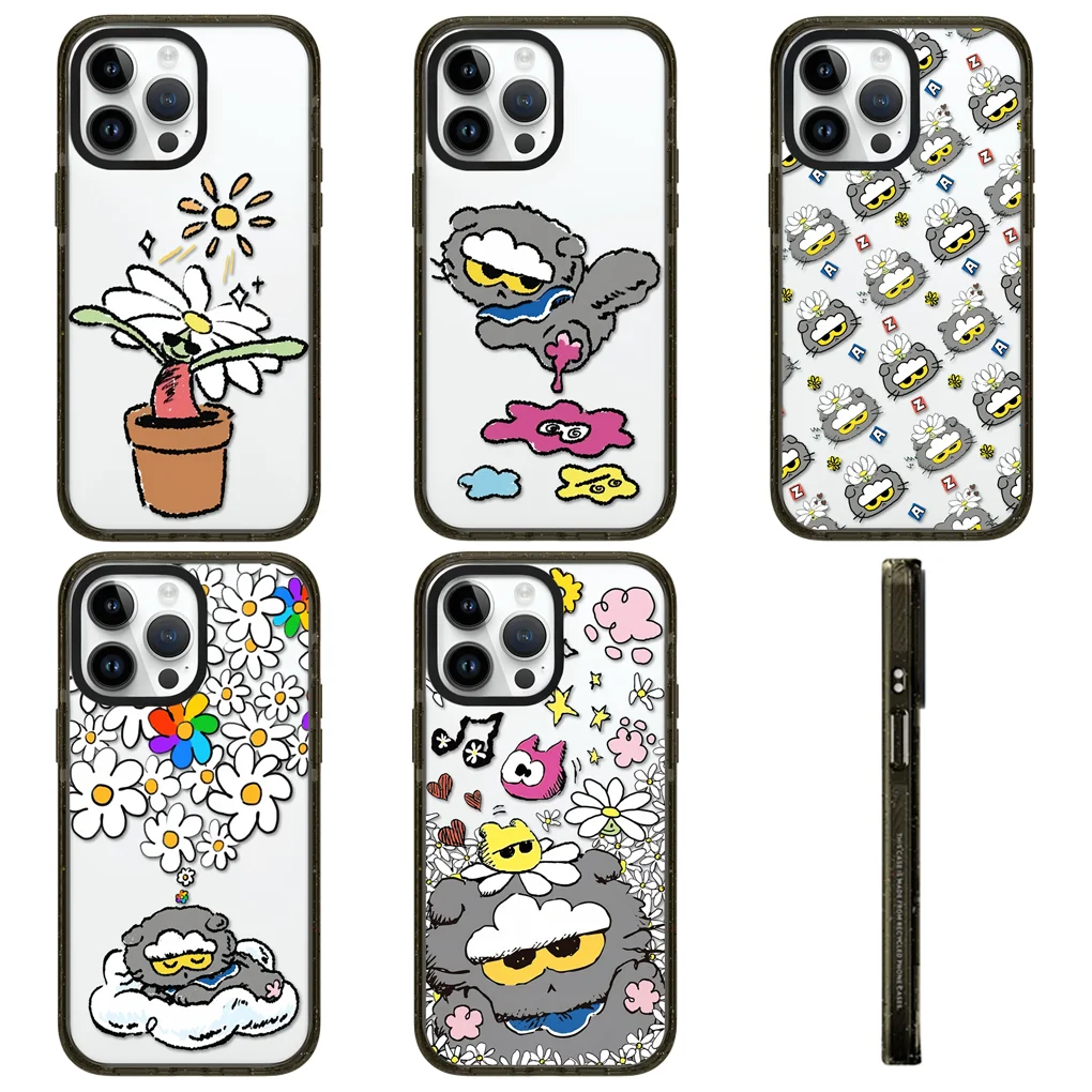

Cartoon Flowerpot Acrylic Black Border Magnetic Phone Case Cover for IPhone 12 13 14 15 16 17 Pro Max Case