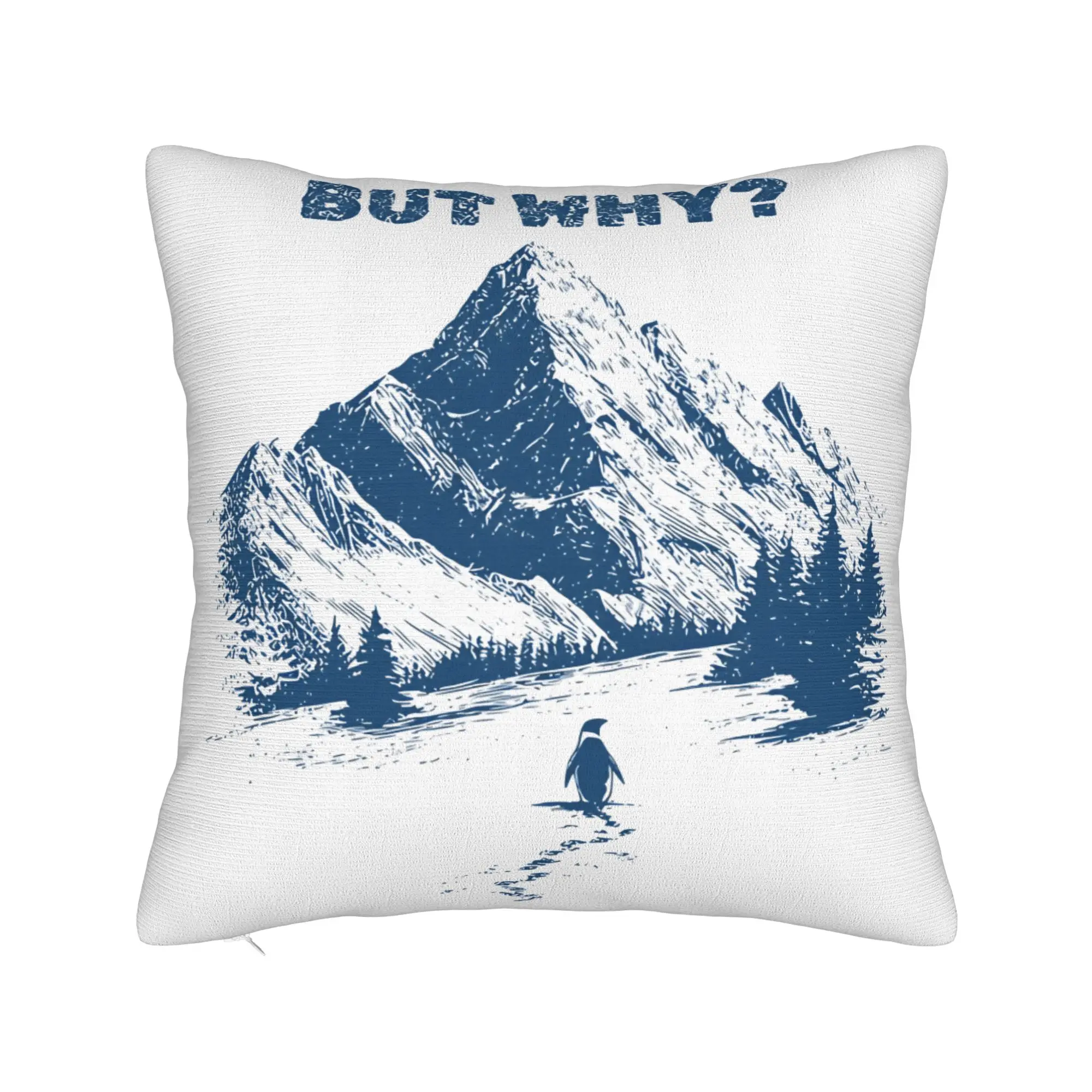 But Why Penguin Funny Pillow Case  Comfy Pillow Cover Fashion Pillowcases For Couch Sofa Bedroom