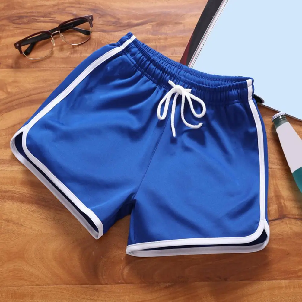 Solid Color Shorts Men's Drawstring Elastic Waist Summer Shorts for Daily Casual Jogging Beach Trousers Loose Fit for Active