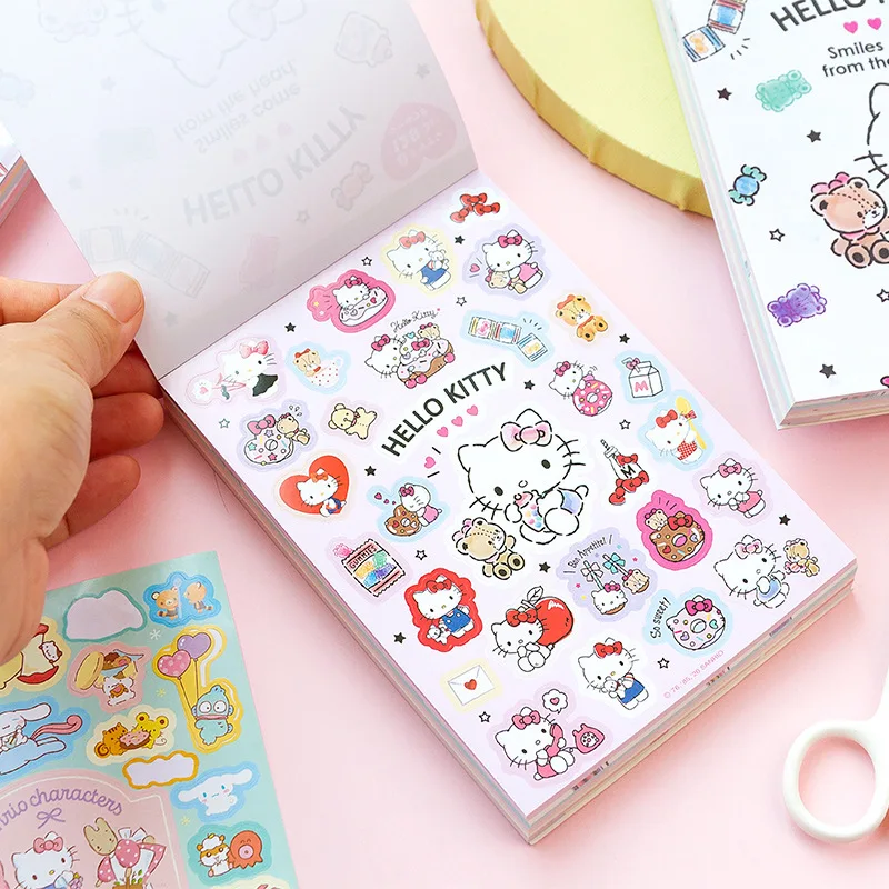 Sanrio Notebook  Kuromi Hello Kitty Cinnamoroll My Melody Hand Book Note Paper Cartoon Memo With Stickers For Girls Gift Toys