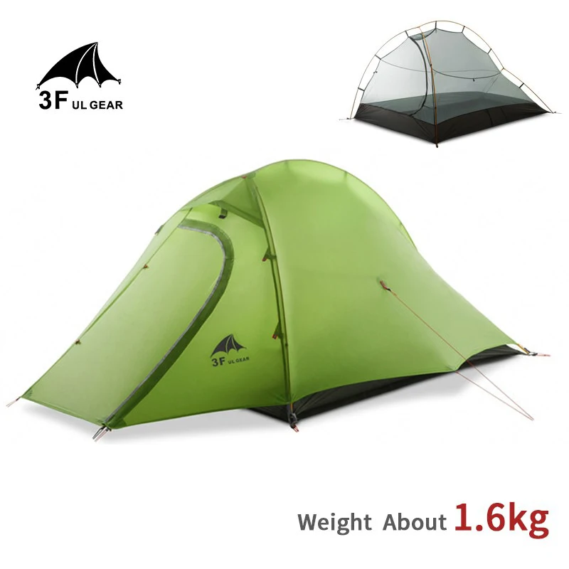 3F UL GEAR ZhengTu2 Hiking Ultralight 15D/210T Waterproof Tent Camping Travel 2 Persons Double Layer Fish Spine Tent With Mat