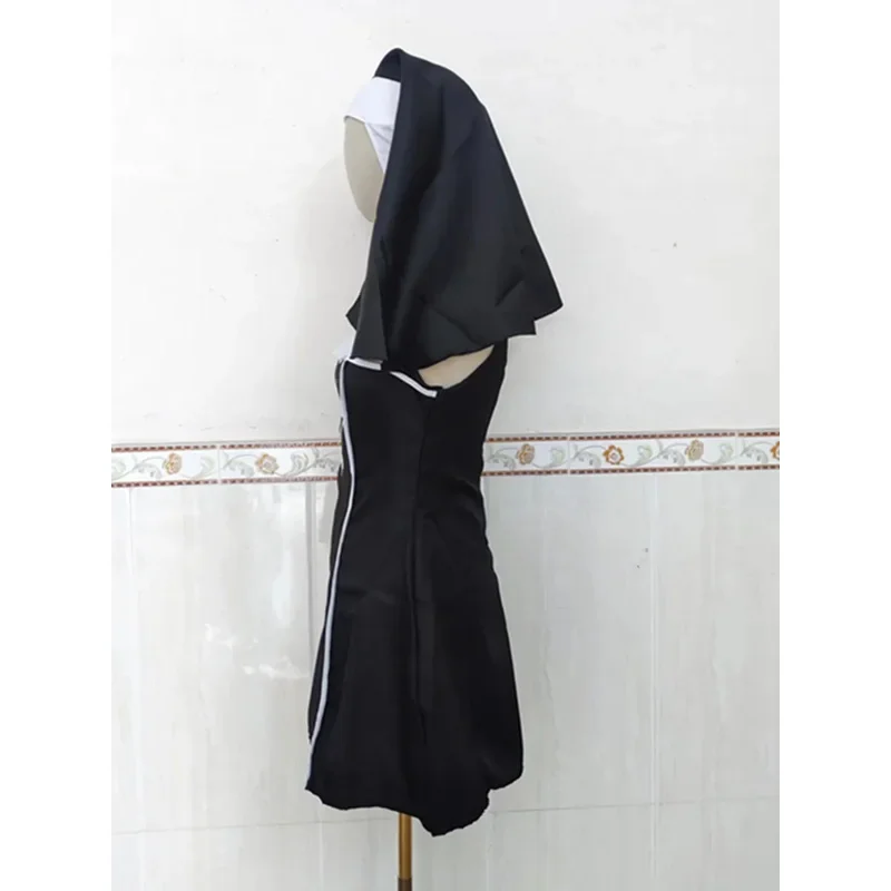 Kostum Halloween Purim Biarawati Pendeta Kostum Mewah Hari Orang Mati Berdarah Menyeramkan Kristen Katolik Misionaris Cosplay Gaun