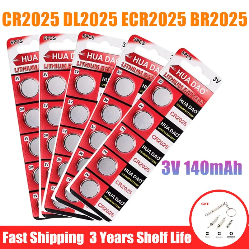 2-80PCS CR2025 DL2025 Lithium Coin Battery High Capacity Button Coin Cell For Watch Toy Remote Control Remote Car Fob Watches