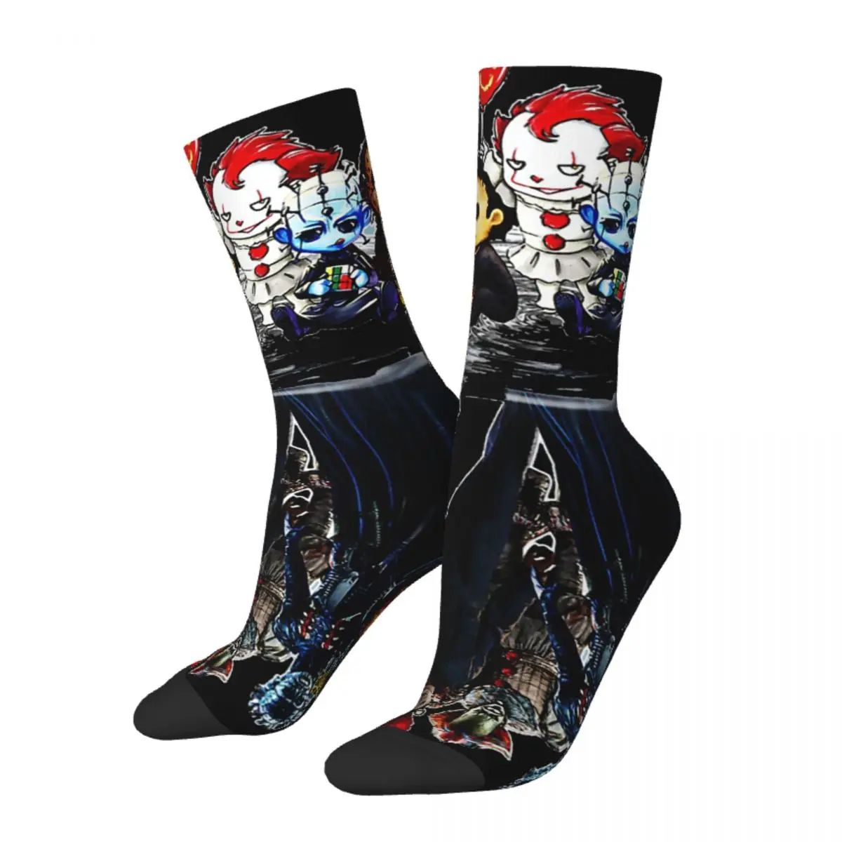 Funny Crazy Sock for Men Creeps Halloween Horror Hip Hop Harajuku Saw Horror Film Quality Pattern Printed Boys Crew Sock Gift