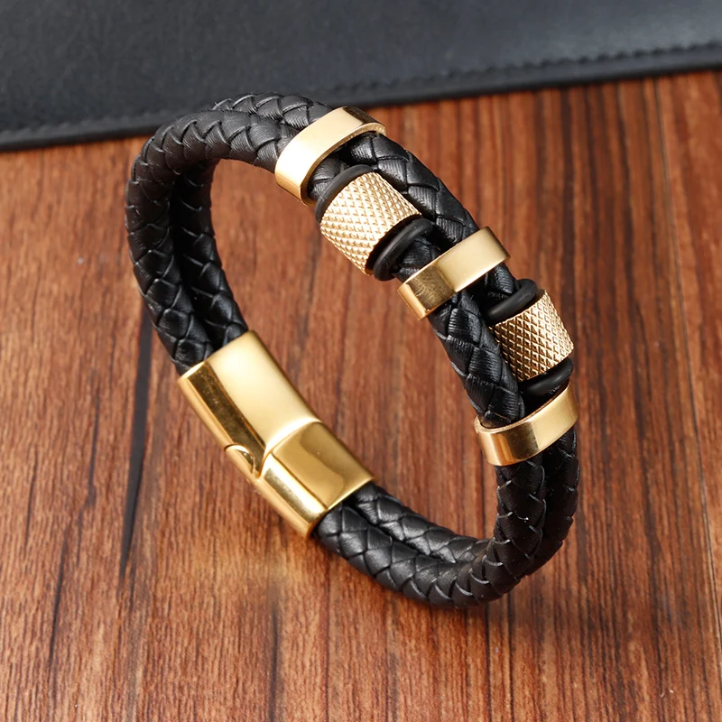 Charm Braid Rope Bracelet For Men Stainless Steel Magnetic Buckle Genuine Leather Bracelets & Bangles Male Female Jewelry image 2