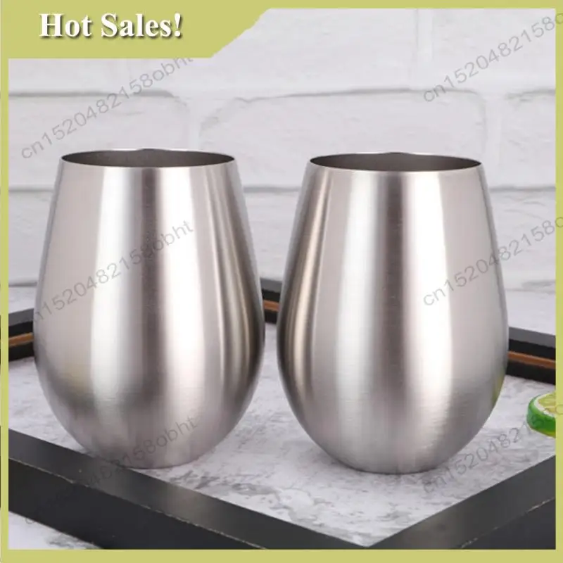 

-PQWN 4PCS Stainless Steel Stemless Wine Glasses Kitchen Bar Unbreakable Metal Drink Cups For Indoor & Outdoor Picnics Camping