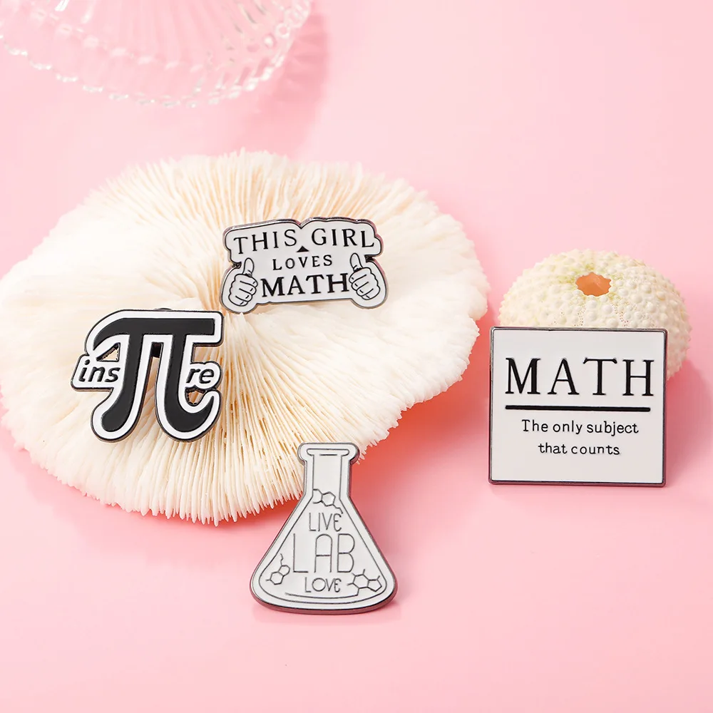 Girls Love Math Cartoon Enamel Pins Science Lab Funny Brooches Mathematical Formula Symbol Lapel Badges Clothes Backpack Jewelry