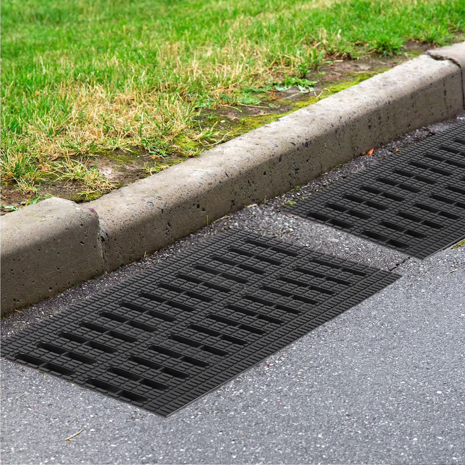 

Drainage 11.71X9.75X1.06In Black Plastic Trench Outdoor Garden Kitchen Basement Garage French Drain Cover Channel Grate